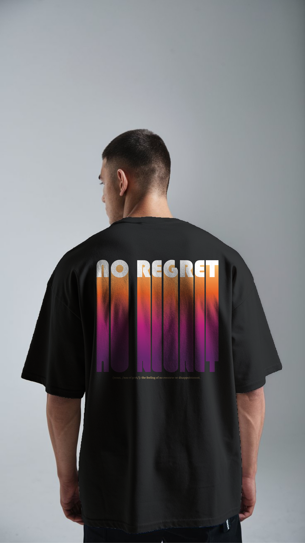 No Regret oversized t shirt for men Back view