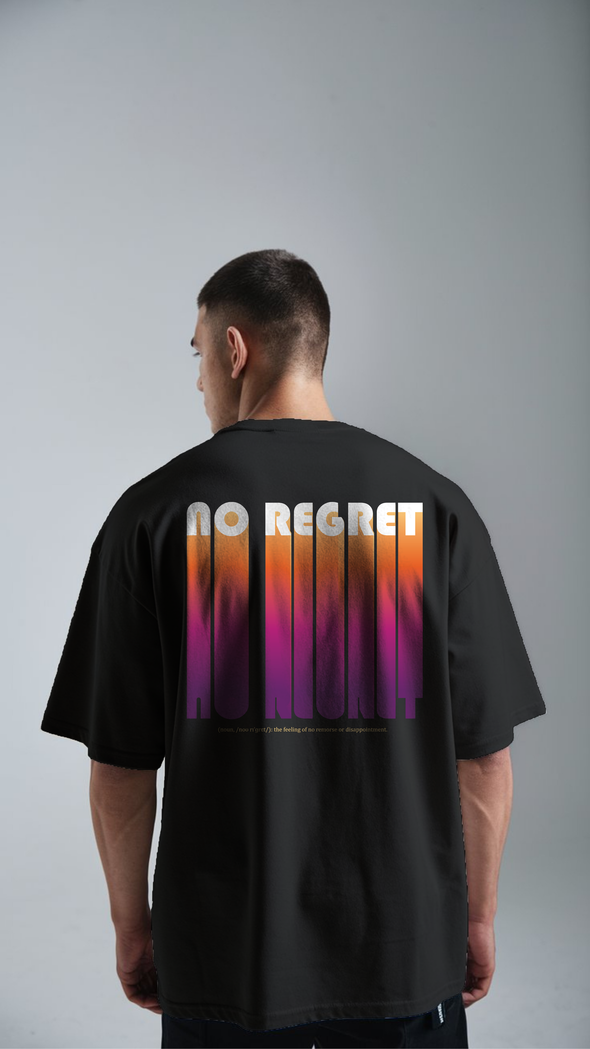 No Regret oversized t shirt for men Back view